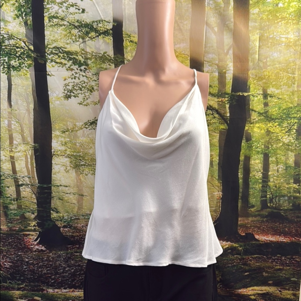 Astr Cream Draped Sleeveless Camisole